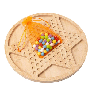 Juego de mesa Mancala Deluxe de 22 pulgadas con tablero de madera maciza natural y piedras de vidrio - Product Image 2