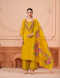 Nouvelle tenue moderne et tendance, couleur incroyable, Kurti en viscose, pantalon et dupatta, Jarkand et broderie, fabricant d'Inde - Product Image 4