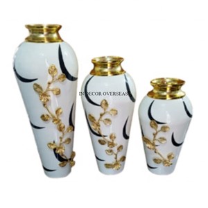 Customized Size Ad Logo Available High Grade Gold Plated Prime Quality Metal Made Set Of Flower Vase Table Decoration <b>Supplies</b> - Product Image 6