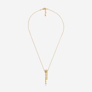 Collier en argent 92,5 plaqué or 194185, chaîne à maillons motif floral, or 18 carats rhodié, avec perle et diamant, idéal pour un cadeau de mariage - Product Image 4