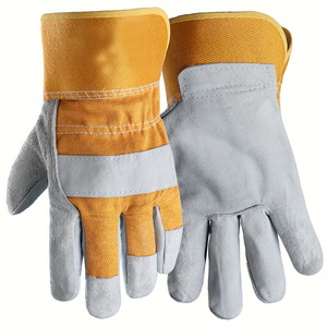 Gants de sécurité en cuir de vachette robuste à double paume EN402 résistants à la chaleur pour le soudage industriel et les travaux de construction - Product Image 1