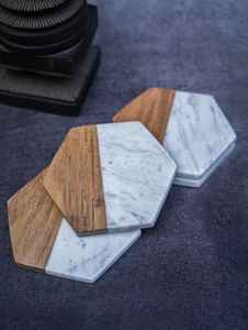 High Quality Marble Wood Stone <b>Coasters</b> New Design <b>Table</b> Decor Accessories Wholesale Mats & Pads - Product Image 2
