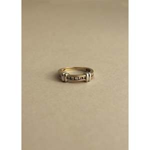 Vintage Two-Tone Round <b>Diamond</b> Channel Set <b>Ring</b> 7 Size <b>Diamond</b> <b>Rings</b> - Product Image 1