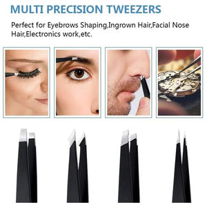 Juego de pinzas para cejas negras de acero inoxidable de alta calidad con tijeras y estuche de cuero Juego de herramientas para cejas - Product Image 2