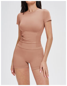 เสื้อยืดแขนสั้นโยคะฤดูร้อนคุณภาพสูงไร้รอยต่อ เสื้อเจอร์ซีย์น่ารักสำหรับทุกเพศ สวมใส่สบาย เหมาะสำหรับเล่นกีฬา ทรงปกติ เหมาะสำหรับวิ่งกลางแจ้ง - Product Image 3