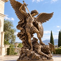 Statue en bronze grandeur nature de Saint Michel Archange, sculpture religieuse de Saint Michel pour la décoration de l'église et du jardin - Vente flash