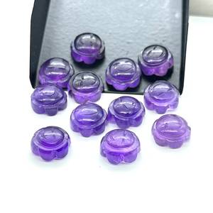 Dijes de piedras preciosas talladas de girasol liso de amatista Natural para la fabricación de joyas 12mm amatista elegante tallada a mano Briolette al por mayor - Product Image 2