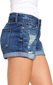 2024 New Design Breathable Custom Made <b>Women</b> Denim Shorts High Waist Denim Casual <b>Women's</b> Shorts - Product Image 2