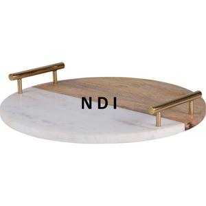 Ensemble de 3 plateaux en bois modernes de décoration de table de service pour hôtel et restauration avec finition émaillée - Product Image 5