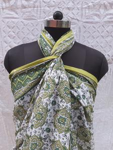 Custom Design Cotton Block Printing Fabric Sarong <b>Beach</b> Body <b>Cover</b>-<b>Up</b> Pareo Scarves, Neck Wrap Dupatta Scarf <b>Women</b> Clothing - Product Image 2