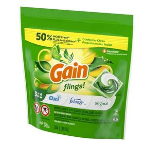 Gain Flings detergente para ropa Pacs, aroma original, 14 unidades - Product Image 5