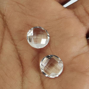 Cristal naturel Quartz 10mm briolette ronde 3.3 cts cercle étincelant damier crysta pour pendentif bonne qualité pierre précieuse en vrac - Product Image 3