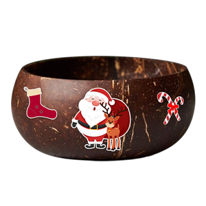 Bol de noix de coco imprimé de Noël le plus vendu bol de coquille de noix de coco 3D écologique pour la décoration de table-plat de service festif unique - Product Image 4