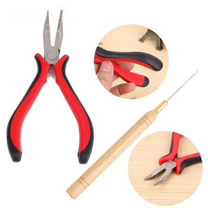 Alicate para extensiones de cabello, venta al por mayor, juego de herramientas para extensiones de cabello de trama de acero inoxidable con hilos de nailon, microperlas, agujas - Product Image 5