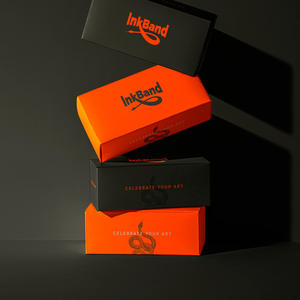 Caja plegable de postre Premium impresa personalizada con diseño único de Mylar negro y naranja para suplementos para el cuidado de la piel y helados - Product Image 2