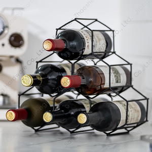 Precios al por mayor, estante de vino de Metal de hierro forjado, montado en la pared, organizador de botellas de vino, soporte para estante de vino - Product Image 3