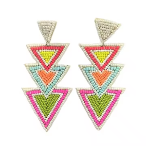 Pendientes de Lujo con Cuentas Bordadas a Mano de la India, Multicolores, Hechos por MD Handicrafts - Product Image 1