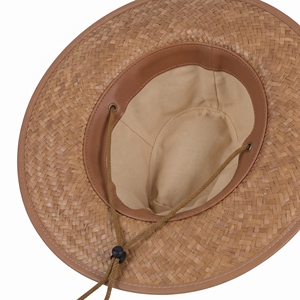Chapeau Canotier en Paille Tressée Personnalisé avec Logo, Large Bord, Motif Herbe Naturelle, Unisexe Adulte, Plage, Pêche, Extérieur, Vente en Gros, Haute Qualité, OEM - Product Image 3