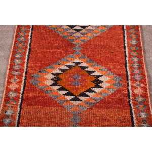 Vintage <b>Rug</b>, <b>Runner</b> 2.8x10.4 ft <b>Rug</b>, Herki Orange Moroccan <b>Rug</b> - Product Image 3