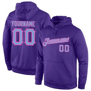 Directo de la industria al por mayor 3D bordado personalizado cosido blanco púrpura-oro deportes pulóver Sudadera con capucha - Product Image 2
