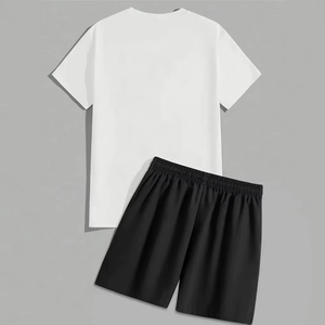 High Street hommes grande taille ensemble deux pièces Pakistan fait T-Shirt à manches courtes et cordon taille Shorts de plage motif d'été - Product Image 6