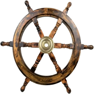 24 "Premium Nautique Bois Bateau Roue Tenture Murale Calvin Artisanat Exclusif Pirates Décoration Murale Fait Teck Poli Technique - Product Image 3