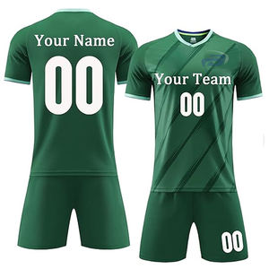 Ensemble de maillot de foot personnalisé vert, respirant, léger, imprimé, uniforme de football, t-shirt, short, tenue de sport - Product Image 1