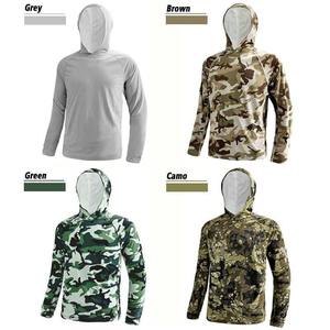 Chemise à manches longues unisexe avec capuche, protection UV, gris uni, 100% polyester, UPF 50, pull-over, vêtements de pêche, taille adulte - Product Image 2