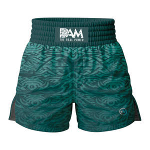 กางเกงขาสั้น MMA ปักลายดอกไม้สำหรับผู้ชายการฝึกออกกำลังกายการยืดพอดีเอวสูงคิกบ็อกซิ่งออกแบบได้ตามต้องการ - Product Image 1