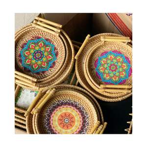 Plateau de service en rotin Offre Spéciale avec incrustation de nacre VENTE au meilleur prix, vente en gros, échantillon gratuit - Product Image 3