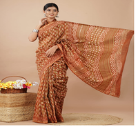Sarees de Algodón Puro con Estampado Artesanal, con Motivos Tradicionales Indios, Diseñados para Minoristas de Exportación Global