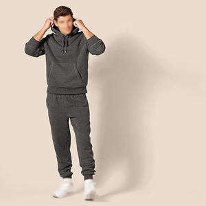 เสื้อสเวตเชิ้ตผู้ชายสีเทาชาร์โคลคุณภาพสูง OEM/ODM ป้องกันการหดตัว ทนทาน อุ่นสบายสำหรับฤดูหนาว มีกระเป๋าและฮู้ด - Product Image 4