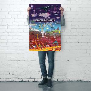 Modern Style Minecraft World Beyond <b>Poster</b> Canvas Material with Black <b>Frame</b> for Wall Decor - Product Image 3
