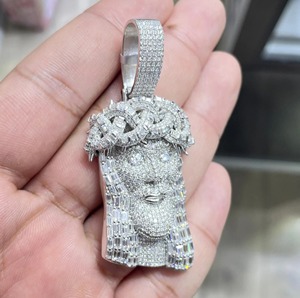 Colgante de cadena cubana de plata 925 personalizado Jesús VVS Moissanite diamante 3D nombre personalizado estilo Hip Hop joyería fina para hombres - Product Image 4