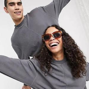 Setelan pasangan bulu katun desain OEM kustom setelan olahraga pasangan pakaian serasi untuk pasangan Tracksuit - Product Image 6
