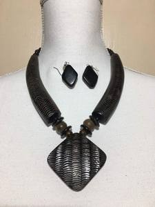 Nouveauté bague en corne forme de cœur chaîne connectée collier en corne naturelle collier accessoires de bijoux de mode pour femmes - Product Image 2