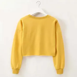 High Quality Women's Sports Cotton Summer Casual <b>Loose</b> <b>Crop</b> Top Long Sleeve <b>Shirt</b> Lace Terry Fleece Eco-Friendly Quick Dry - Product Image 2