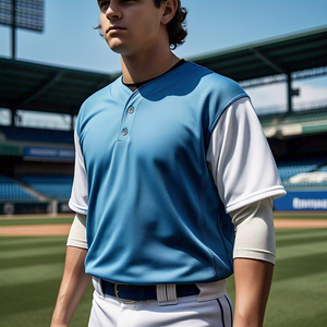 เสื้อเจอร์ซีย์เบสบอลสำหรับผู้ชายเสื้อลายทางระบายอากาศมีกระดุมปักออกแบบได้ตามต้องการ - Product Image 6