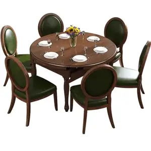 北欧现代轻奢华时尚客厅餐厅实木圆桌八把餐椅