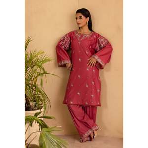 Ensemble chemise et pantalon en satin brodé pour femmes - BIC-114 - Product Image 5