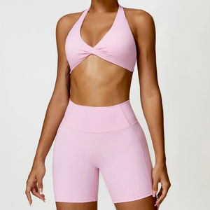 Ensemble de soutien-gorge de sport sans couture et à impact élevé pour femmes de haute qualité Vêtements de fitness avec logo avant à motif solide Marque privée - Product Image 6