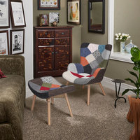 Mobilier moderne Fauteuil de salon Fauteuil simple rembourré en patchwork relaxant Fauteuil de détente
