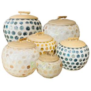 Tarro de bambú de lujo con arte de nácar y cáscara de huevo: perfecto para decoración del hogar, almacenamiento y embalaje de regalo Premium - Product Image 5