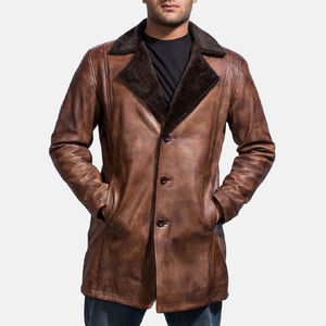 Manteau en peau de mouton anti-rides élégant pour homme, rembourrage en duvet de canard blanc, 50% de duvet de canard, tissu en toile respirant, doublure en fourrure, hiver - Product Image 1
