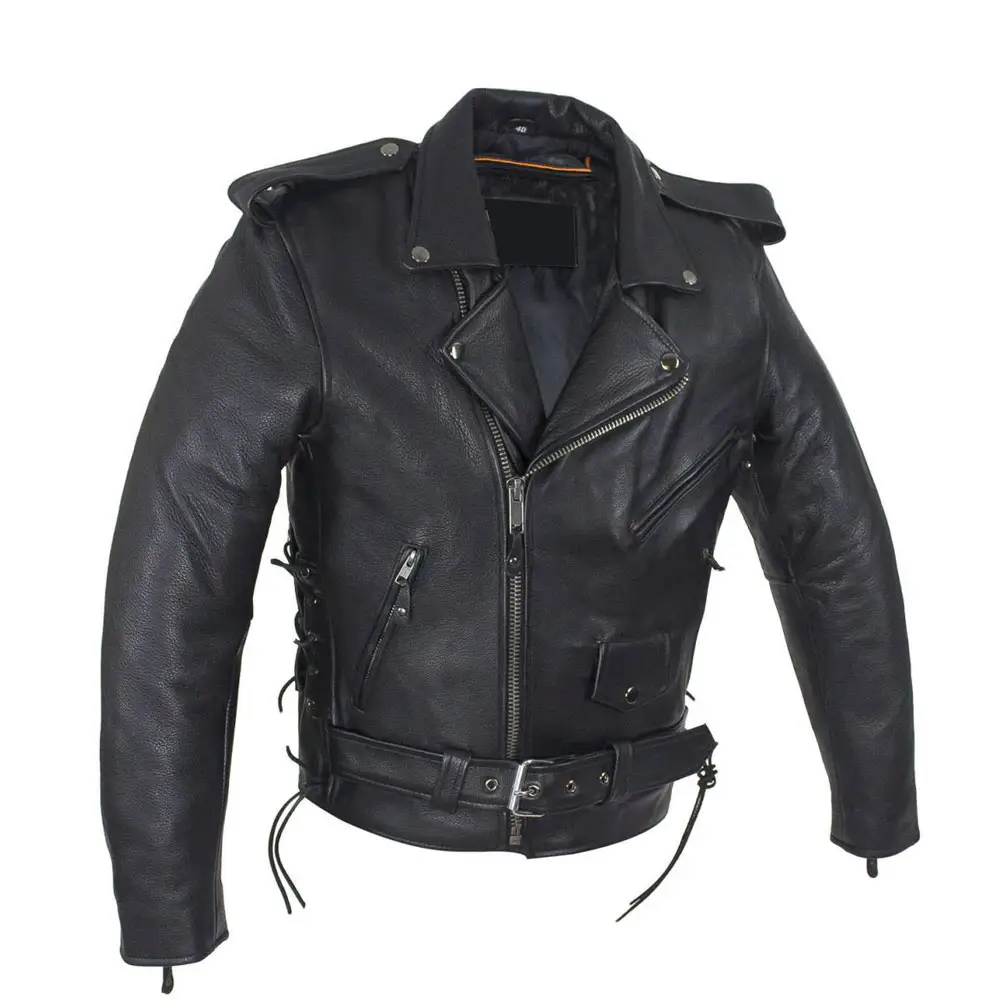 Recién llegado personalizado a prueba de viento casual negro montar motociclista hombres chaquetas de cuero elegante moda chaquetas de cuero genuino