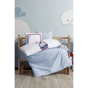Juego de Ropa de Cama para Bebé Miniyo Azul, 100% Algodón con Bordado Tejido, Diseño con Estampado de Animales, Relleno de Seda para Bebés Recién Nacidos - Product Image 2