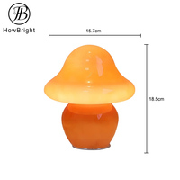 Lampe de chevet de bureau en forme de champignon LED à 3 températures de couleur réglables, style macaron, verre orange, pour chambre à coucher