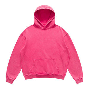 Sweat à capuche baggy uni coupe carrée sans ficelle pull en coton lourd double couche pour hommes sweat à capuche court surdimensionné - Product Image 3