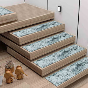 Alfombra Moderna con Diseño de Kilim en Azul Claro y Verde, Personalizable, Lavable a Máquina - Product Image 4