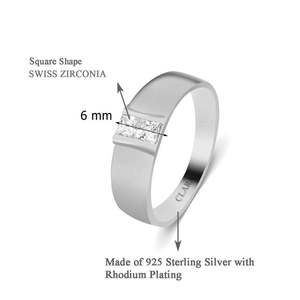NOVAMART Fine Buy Premium 925 Pure Sterling <b>Silver</b> <b>Rings</b> for <b>Men</b> Geometric Design with Zircon Stone Rhodium Plated Everyday Wear - Product Image 2